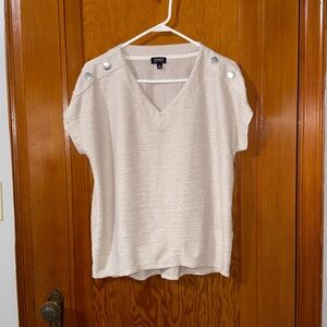 2/$10 Jones New York Cream V-Neck Blousesz medium